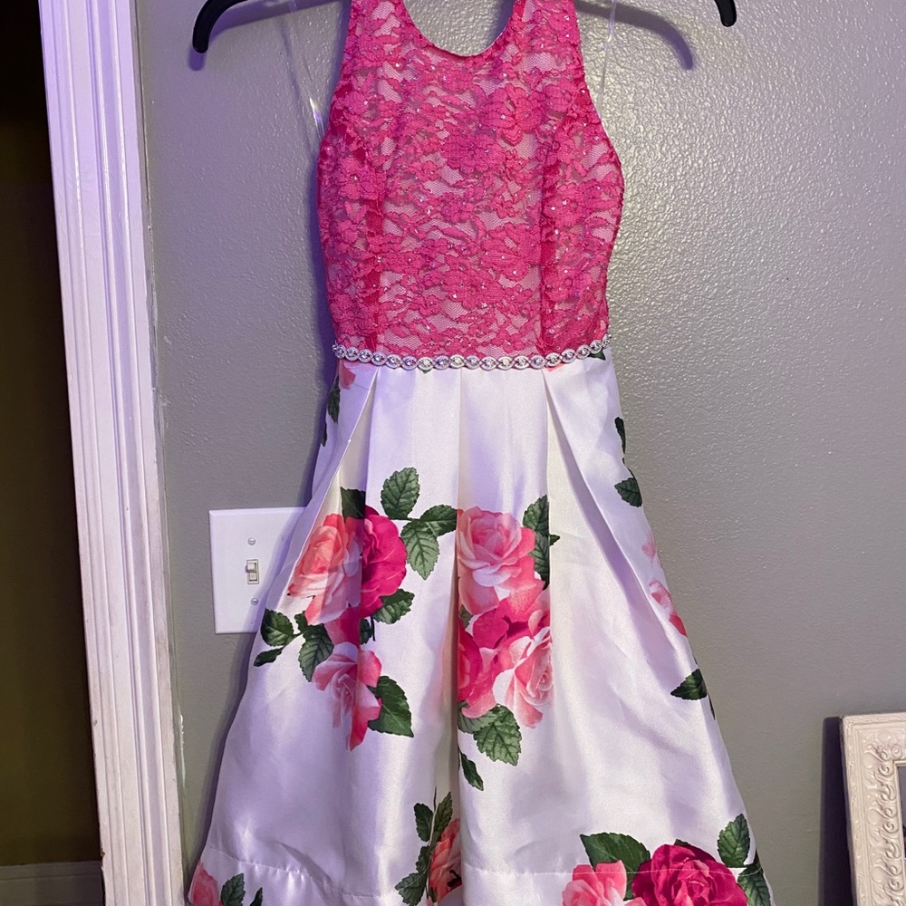 Girls halter high low floral dress